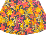 Womens A-Line Skirt Orange Knee Length Floral M