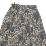 Womens Pleated Skirt Beige Long Viscose Floral UK 12