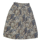 Womens Pleated Skirt Beige Long Viscose Floral UK 12