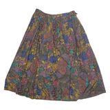 Womens A-Line Skirt Grey Midi 90s Floral M