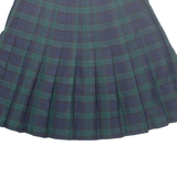 MICHAEL TAYLOR Womens Pleated Skirt Blue Knee Length Check UK 12