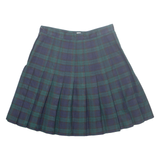 MICHAEL TAYLOR Womens Pleated Skirt Blue Knee Length Check UK 12