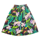 Womens A-Line Skirt Green Midi Floral XS