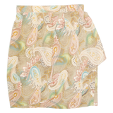 DONCASTER Womens Wrap Skirt Beige Knee Length Silk Paisley S