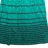 Womens A-Line Skirt Green Midi Silk Striped L
