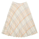 Womens Pleated Skirt Cream Midi Check S