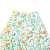 Belted Womens Pleated Skirt Cream Midi Floral M