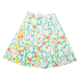 Belted Womens Pleated Skirt Cream Midi Floral M