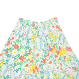 Belted Womens Pleated Skirt Cream Midi Floral M