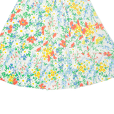 Belted Womens Pleated Skirt Cream Midi Floral M