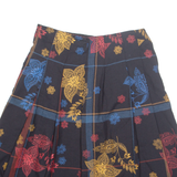 Womens Pleated Skirt Black Midi Floral XL