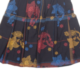 Womens Pleated Skirt Black Midi Floral XL