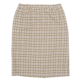 CREATION ATELIER Womens Pencil Skirt Beige Midi Wool Check M