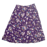 DONNKENNY Womens A-Line Skirt Purple Midi Floral L