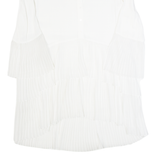 ZARA Womens Smock Blouse White V-Neck Long Sleeve XS