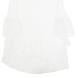 ZARA Womens Smock Blouse White V-Neck Long Sleeve XS