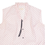Womens Blouse Pink Collared Sleeveless Polka Dot M