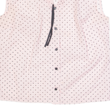 Womens Blouse Pink Collared Sleeveless Polka Dot M