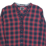 PEPE JEANS Womens Shirt Blouse Blue V-Neck Long Sleeve Plaid S