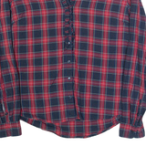 PEPE JEANS Womens Shirt Blouse Blue V-Neck Long Sleeve Plaid S