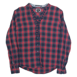 PEPE JEANS Womens Shirt Blouse Blue V-Neck Long Sleeve Plaid S