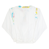 BENGER Womens Blouse White Button Neck Long Sleeve Crazy Pattern M