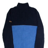 NAUTICA Mens Patterned Jumper Blue Colourblock Button Neck Chunky Knit XL