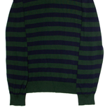 NAUTICA Mens Patterned Jumper Green Striped 1/4 Zip Tight Knit L