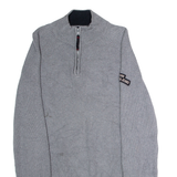 NAUTICA Mens Jumper Grey 1/4 Zip Chunky Knit XL