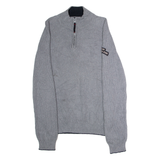 NAUTICA Mens Jumper Grey 1/4 Zip Chunky Knit XL