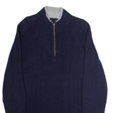TOMMY HILFIGER Mens Jumper Blue 1/4 Zip Tight Knit 2XL
