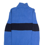 NAUTICA Mens Jumper Blue Colourblock 1/4 Zip Tight Knit S