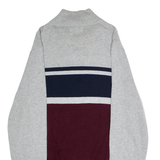 NAUTICA Mens Jumper Grey Colourblock 1/4 Zip Tight Knit M