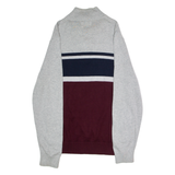 NAUTICA Mens Jumper Grey Colourblock 1/4 Zip Tight Knit M