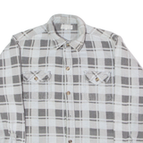Mens Lumberjack Shirt Grey 90s Plaid Long Sleeve L