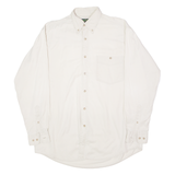 PORT BAY-HARBOUR Mens Plain Shirt Cream 90s Long Sleeve S