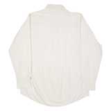 PORT BAY-HARBOUR Mens Plain Shirt Cream 90s Long Sleeve S