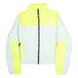 THE NORTH FACE Cropped Womens Puffer Jacket Green Colourblock M