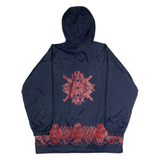 MERYLL Mens Coat Blue Hooded Crazy Pattern L