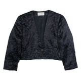 HANS ERRAS Womens Blazer Jacket Black Silk 90s UK 14