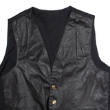 Mens Waistcoat Black Leather XL