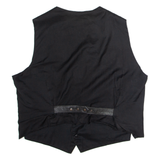 Mens Waistcoat Black Leather XL