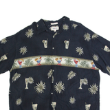 CAMPIA Mens Hawaiian Shirt Black 2XL