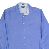 TOMMY HILFIGER Mens Plain Shirt Blue Long Sleeve M