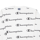 CHAMPION All Over Logo Boys Sweatshirt White XL