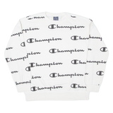 CHAMPION All Over Logo Boys Sweatshirt White XL