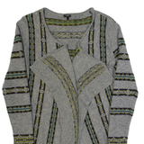 HOBBS LONDON Womens Patterned Cardigan Grey Striped Tight Knit Wool S