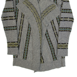 HOBBS LONDON Womens Patterned Cardigan Grey Striped Tight Knit Wool S