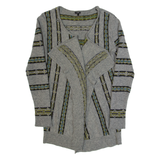 HOBBS LONDON Womens Patterned Cardigan Grey Striped Tight Knit Wool S