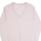 EQUIPMENT Womens Jumper Pink V-Neck Tight Knit XS